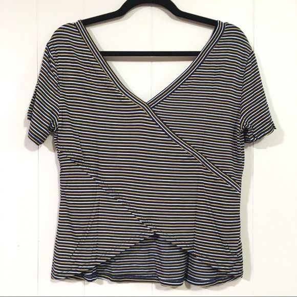 NWT Socialite Stripe Surplice Back Tee - Picture 8 of 8